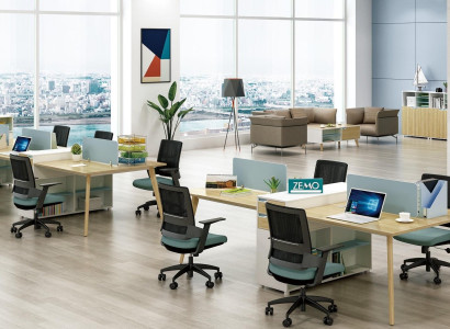 Office Furniture Furnishings Tables Wood Table 4 Workstations Desk